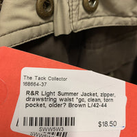 Light Summer Jacket, zipper, drawstring waist *gc, clean, torn pocket, older?
