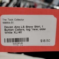 LS Show Shirt, 1 Button Collars, tag *new, older