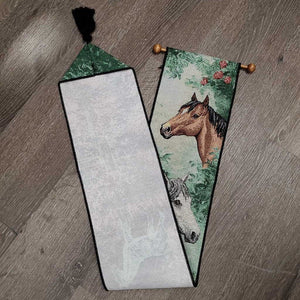 Wall Hanging "Horse" Tapestry Banner, Wood Dowel *vgc, mnr hair
