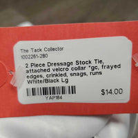 2 Piece Dressage Stock Tie, attached velcro collar *gc, frayed edges, crinkled, snags, runs
