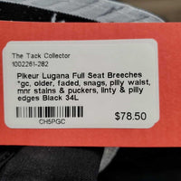 Full Seat Breeches *gc, older, faded, snags, pilly waist, mnr stains & puckers, linty & pilly edges
