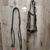 Monocrown Dressage Double Bridle, Crank, Bling, Lined Rubber & Curb Reins
