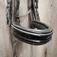 Monocrown Dressage Double Bridle, Crank, Bling, Lined Rubber & Curb Reins
