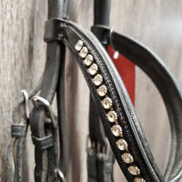 Monocrown Dressage Double Bridle, Crank, Bling, Lined Rubber & Curb Reins
