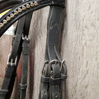 Monocrown Dressage Double Bridle, Crank, Bling, Lined Rubber & Curb Reins
