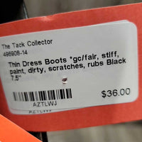 Thin Dress Boots *gc/fair, stiff, paint, dirty, scratches, rubs, older
