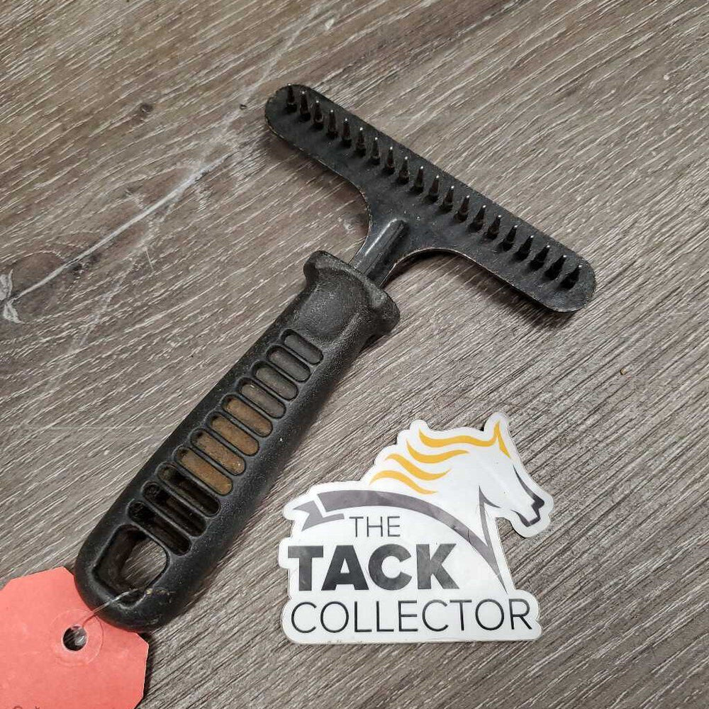 Metal Grooming Rake, handle *gc, dirty, rubs, peeled edges