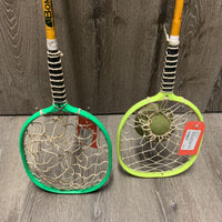 2 Polocrosse Rackets & Ball *vgc, mnr dirt, scuffs, 1 broken string
