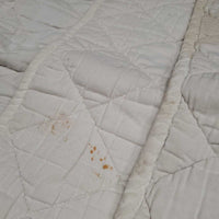 4 Thick Cotton Quilt Leg Quilts *gc, puckers, dingy, creases, folded, stains, marker, older
