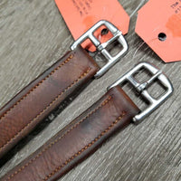 Soft Nylon Lined Stirrup Leathers *gc/fair, faded, rubs, stains, xholes, frayed thread holes, stiff, dry, creases