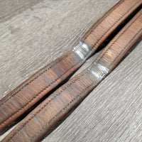 Soft Nylon Lined Stirrup Leathers *gc/fair, faded, rubs, stains, xholes, frayed thread holes, stiff, dry, creases
