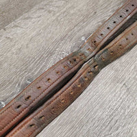 Soft Nylon Lined Stirrup Leathers *gc/fair, faded, rubs, stains, xholes, frayed thread holes, stiff, dry, creases
