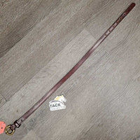 Flat Narrow Leather Belt, Brass Buckle *gc, clean, scrapes, rubs, older, stains
