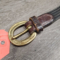 Cotton Web Rein Belt, Brass Buckle *gc, clean, edge scrapes, scratches, stains, older
