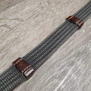 Cotton Web Rein Belt, Brass Buckle *gc, clean, edge scrapes, scratches, stains, older