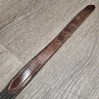 Cotton Web Rein Belt, Brass Buckle *gc, clean, edge scrapes, scratches, stains, older