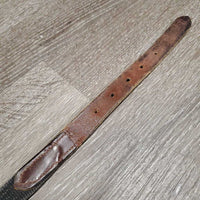 Cotton Web Rein Belt, Brass Buckle *gc, clean, edge scrapes, scratches, stains, older
