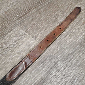 Cotton Web Rein Belt, Brass Buckle *gc, clean, edge scrapes, scratches, stains, older