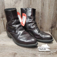 Men's Round Toe Side Zip Western Paddock Boots *vgc, v. mnr scuffs, rubs, sm creases, hair in soles
