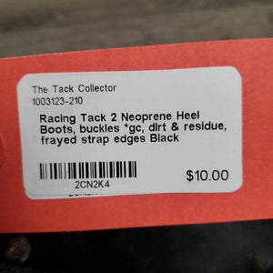 2 Neoprene Heel Boots, buckles *gc, dirt & residue, frayed strap edges
