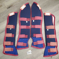 Tall Front & Hind Soft Foam Shipping Boots *gc, older, dingy, clean, hairy, rubs, velcro: frayed & hairy
