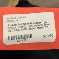 Full Seat Breeches *gc, snags, faded, runs, undone seam stitching, older, faded
