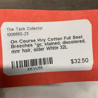 Hvy Cotton Full Seat Breeches *gc, stained, discolored, mnr hair, older
