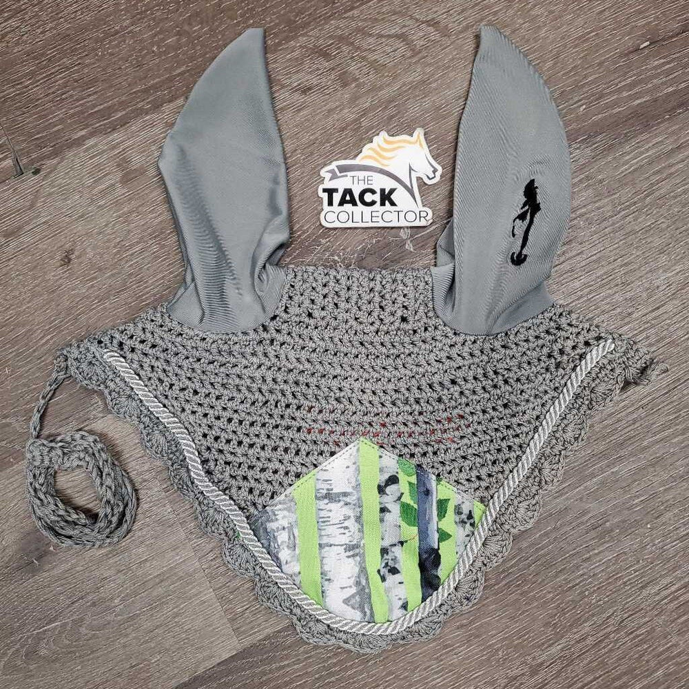 Crochet Ear Bonnet Fly Veil, 1x piping, string *like new