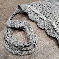 Crochet Ear Bonnet Fly Veil, 1x piping, string *like new
