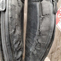 Field Boots, zips *gc/fair, elastics: vstretched, popped & puckered, mnr dirt?faded, rubs & peeled spot
