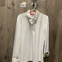 LS Show Sun Shirt, attached Snap Collar, Mesh Sleeves *gc, mnr stains & snags, older?
