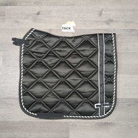 Satin Quilt Dressage Saddle Pad, 1x piping *vgc, dirt, hairy
