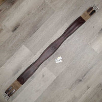Padded Leather Girth, 2x Elastic *gc, clean, hairy seams, mnr rubs & creases, older