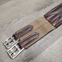 Padded Leather Girth, 2x Elastic *gc, clean, hairy seams, mnr rubs & creases, older