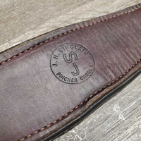 Padded Leather Girth, 2x Elastic *gc, clean, hairy seams, mnr rubs & creases, older
