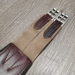 Padded Leather Girth, 2x Elastic *gc, clean, hairy seams, mnr rubs & creases, older