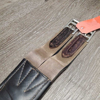 Padded Leather Girth, 2x Elastic *gc, clean, hairy seams, mnr rubs & creases, older