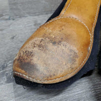 Neoprene & Leather Closed Boots, velcro *gc/fair, dirty, faded, hairy, scrapes, scratches, hairy, rubs, pills
