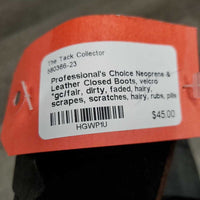 Neoprene & Leather Closed Boots, velcro *gc/fair, dirty, faded, hairy, scrapes, scratches, hairy, rubs, pills