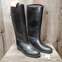 Tall Lined Rubber Riding Boots, Pull on *fair, dirt, older, scratches, inside: cobwebs, loose lining