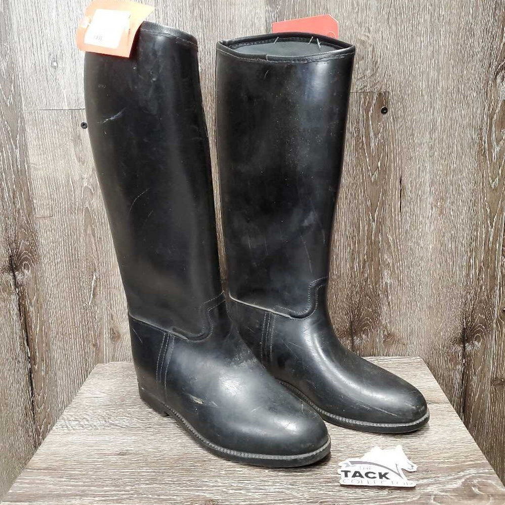 Tall Lined Rubber Riding Boots, Pull on *fair, dirt, older, scratches, inside: cobwebs, loose lining