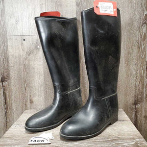 Tall Lined Rubber Riding Boots, Pull on *fair, dirt, older, scratches, inside: cobwebs, loose lining
