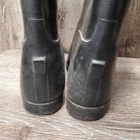 Tall Lined Rubber Riding Boots, Pull on *fair, dirt, older, scratches, inside: cobwebs, loose lining

