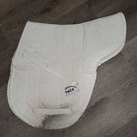 Fitted Quilted Hunter Saddle Pad *gc, older, puckers, stains, pills, undone stitching, frayed girth loops, mnr hair
