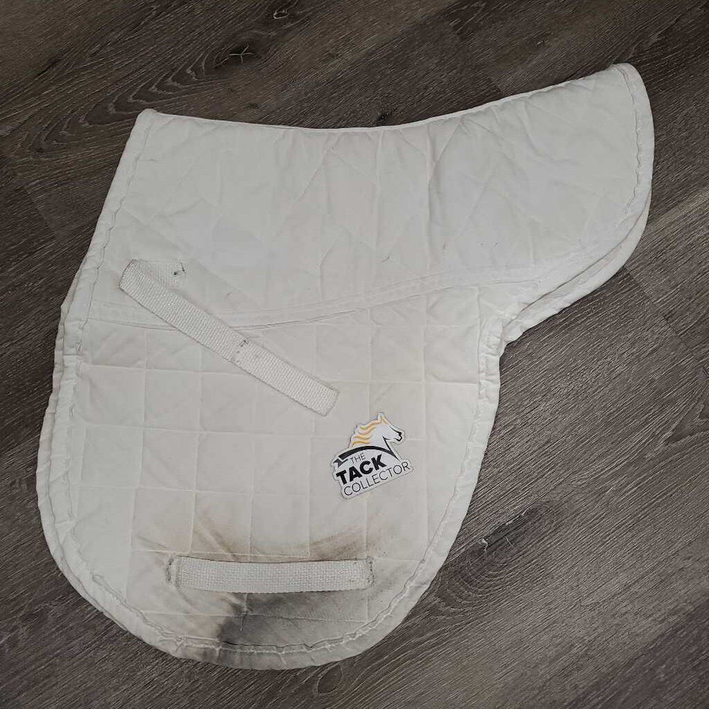 Fitted Quilted Hunter Saddle Pad *gc, older, puckers, stains, pills, undone stitching, frayed girth loops, mnr hair