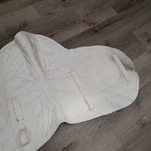 Fitted Quilted Hunter Saddle Pad *gc, older, puckers, stains, pills, undone stitching, frayed girth loops, mnr hair