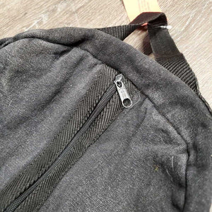 Hvy Canvas Bridle Bag, Zipper, Wool Lining *gc, older, faded, thread, hair