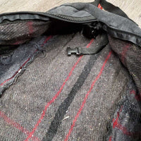 Hvy Canvas Bridle Bag, Zipper, Wool Lining *gc, older, faded, thread, hair