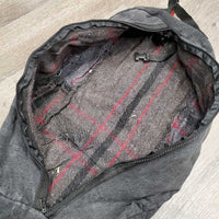 Hvy Canvas Bridle Bag, Zipper, Wool Lining *gc, older, faded, thread, hair

