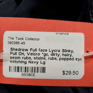 Full face Lycra Slinky, Pull On, Velcro *gc, dirty, hairy, seam rubs, stains, rubs, popped eye stitching